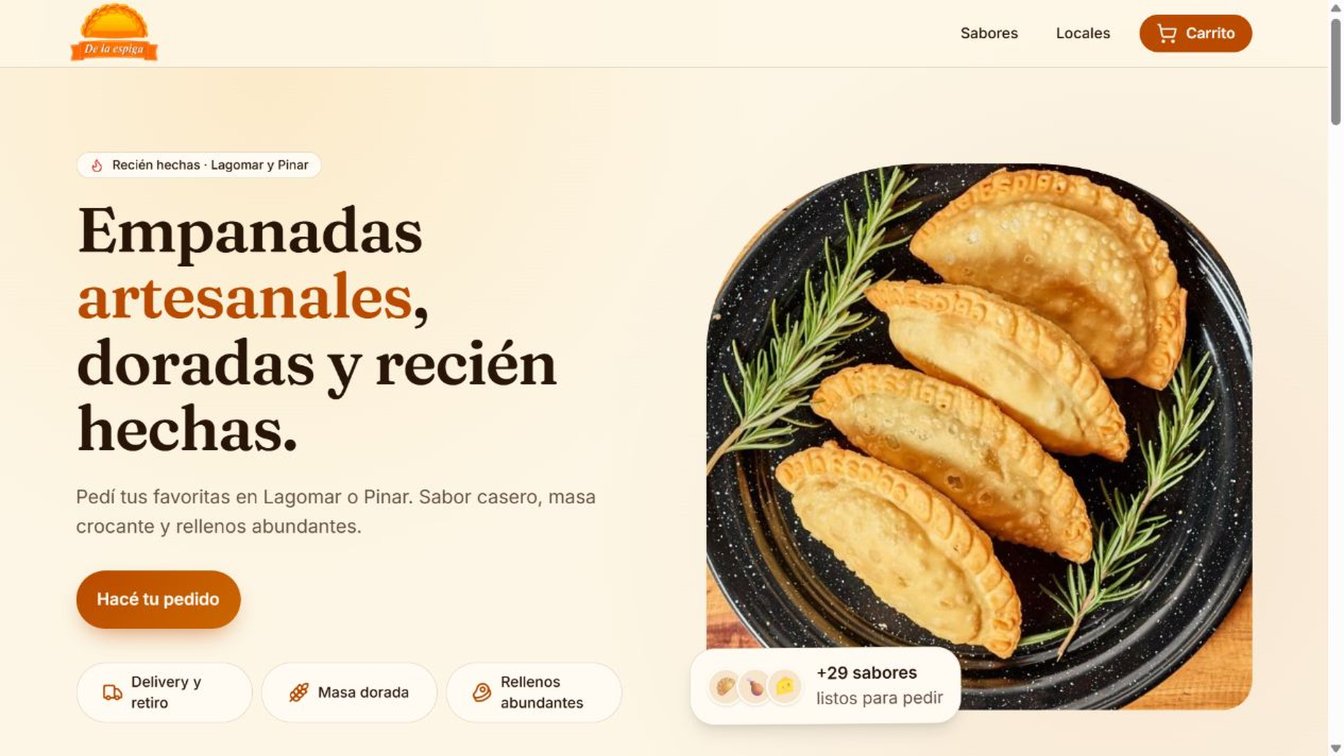 Portada del proyecto Empanadas de la Espiga, desarrollado por 4D Aura